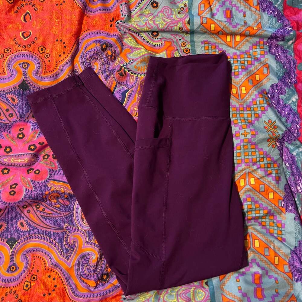 Velocity Purple High-Waist Side Pocket Athletic Leggings Size XL